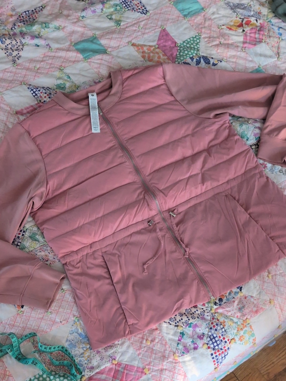 Lululemon Down Jacket Full Zip Crew Mauve Rose Pink XL Women's Extra Large Puff